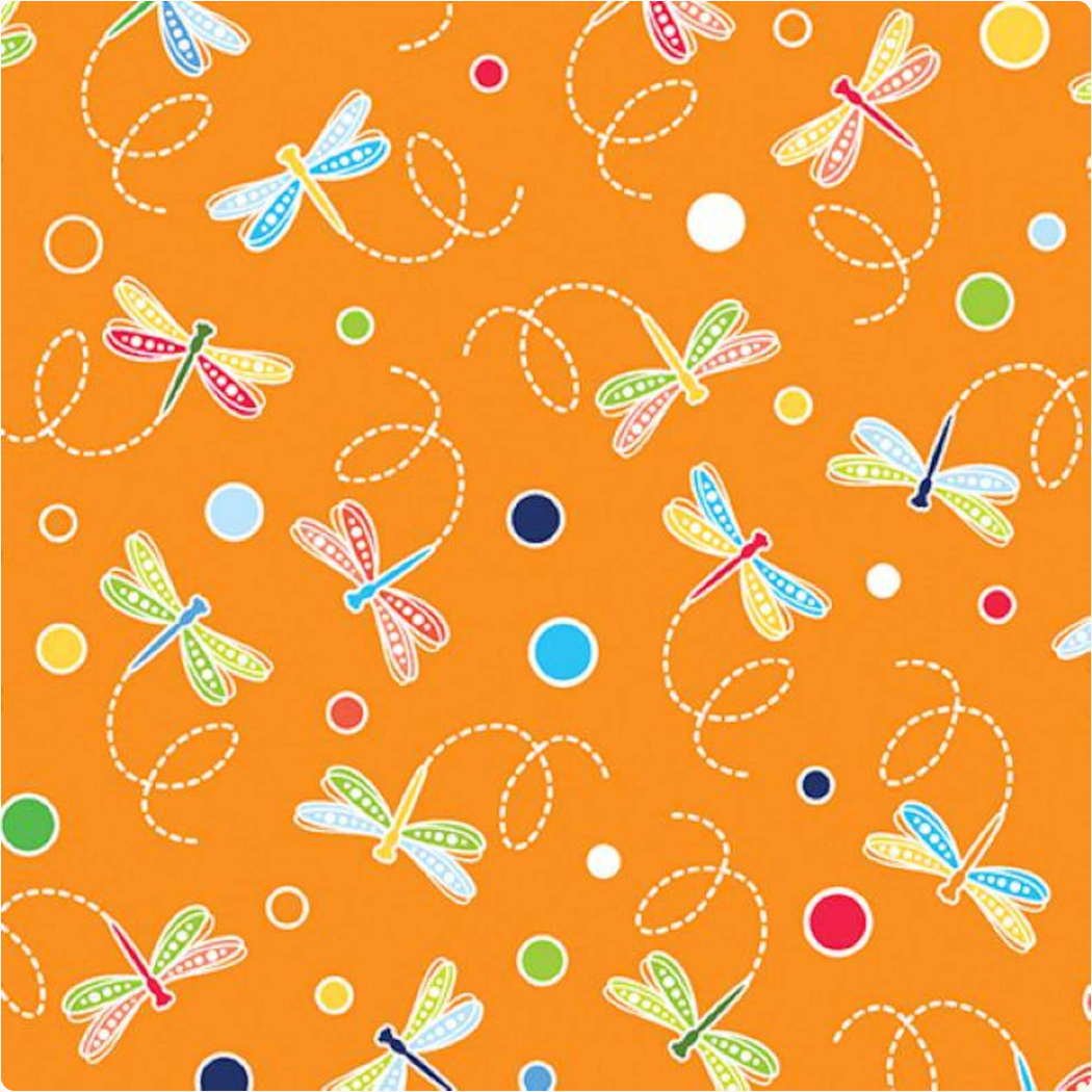 Rainforest Glow - Dragonflies & Dots Orange 14892G-37 by Benartex