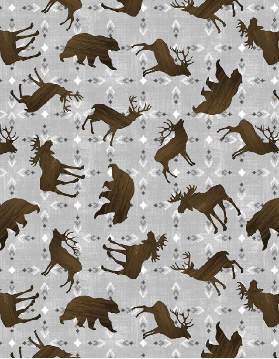 Timberland Trails - Light Gray Animal Toss 45603-929 by Wilmington Prints