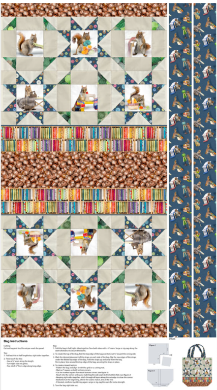 The Secret Life of Squirrels IV - Canvas Bag Panel Multi Color Y4903-55 by Clothworks(SQBAG)
