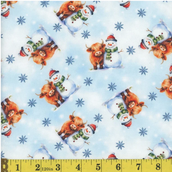 Wintering Lane Snow Buddies - Blue by Mook Fabrics