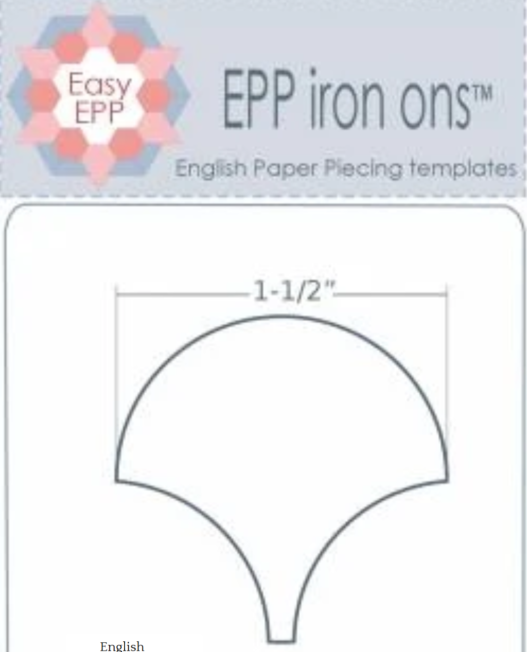 EPP Iron Ons - Washaway 1 1/2 Inch Clamshell for English Paper Piecing by HNK Quilting Products