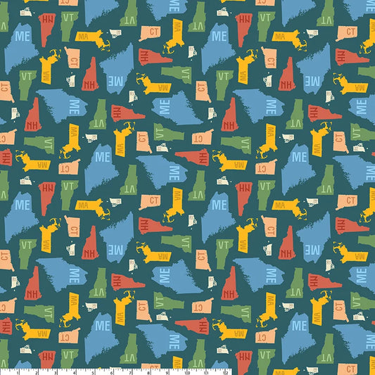 All New England Shop Hop Fabric 2026 PRESALE - State Toss-55480D-1 by Whistler Studios