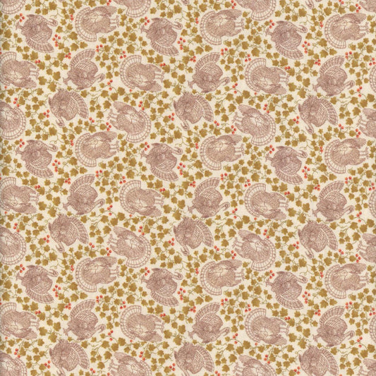 Turkey and Leaves  - Harvest Cream CD3521 by Timeless Treasures