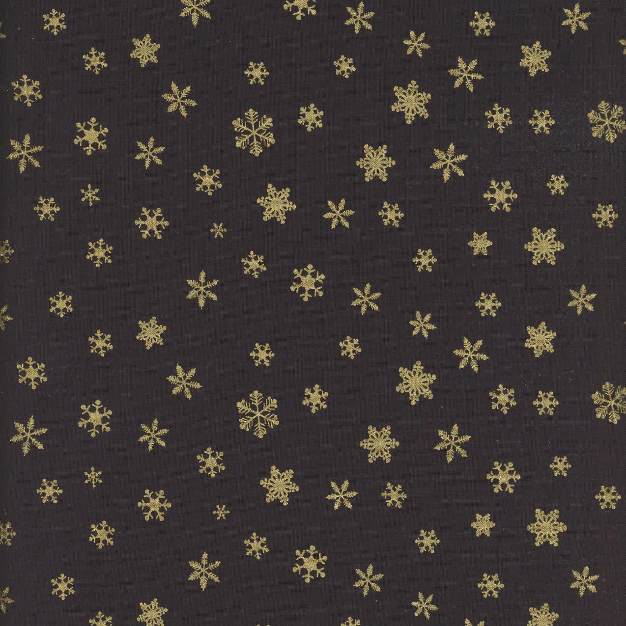 Ice - Winter Gold Metallic Snowflakes on Black CM3467 by Timeless Treasures