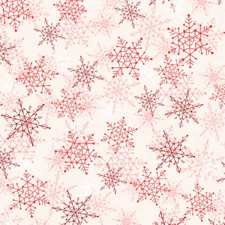 Winter Song - Layered Snowflakes Red & White 451777 by P & B Textiles