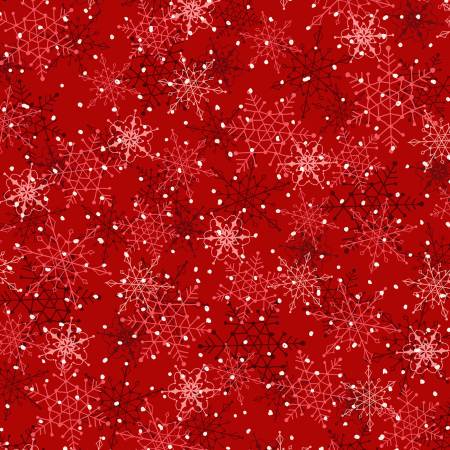 Winter Song - Layered Snowflakes Red 452015 by P & B Textiles