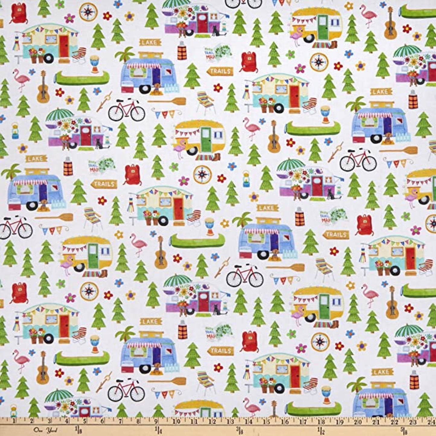 Wanderlust Camping Fabric by Stephanie Peterson Jones for P&B Textiles