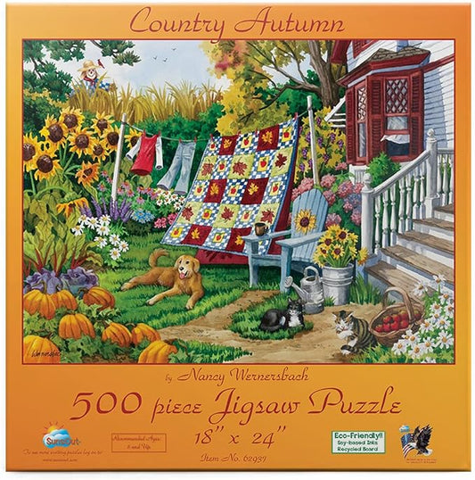 Puzzle - Country Autumn - 500 Piece Puzzle - Artwork by Nancy Wernersbach