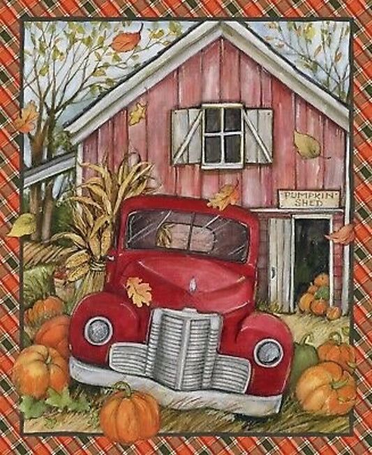 Red Truck Pumpkin Shed Panel