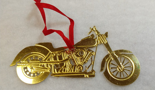 Motorcycle Brass Christmas Ornament