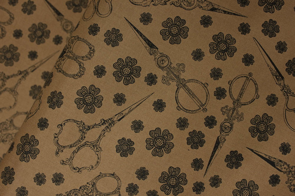 Sew Vintage - Brown/Scissors - by Choice Fabrics