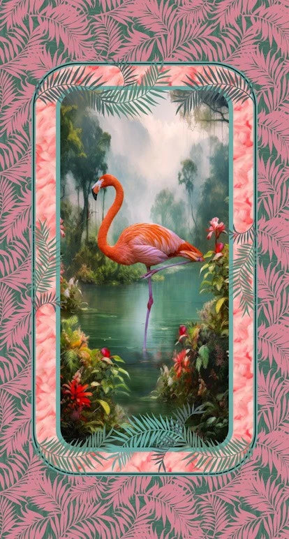 Flamingo Grace - Plume Lagoon Panel by Michael Miller Fabrics (173)