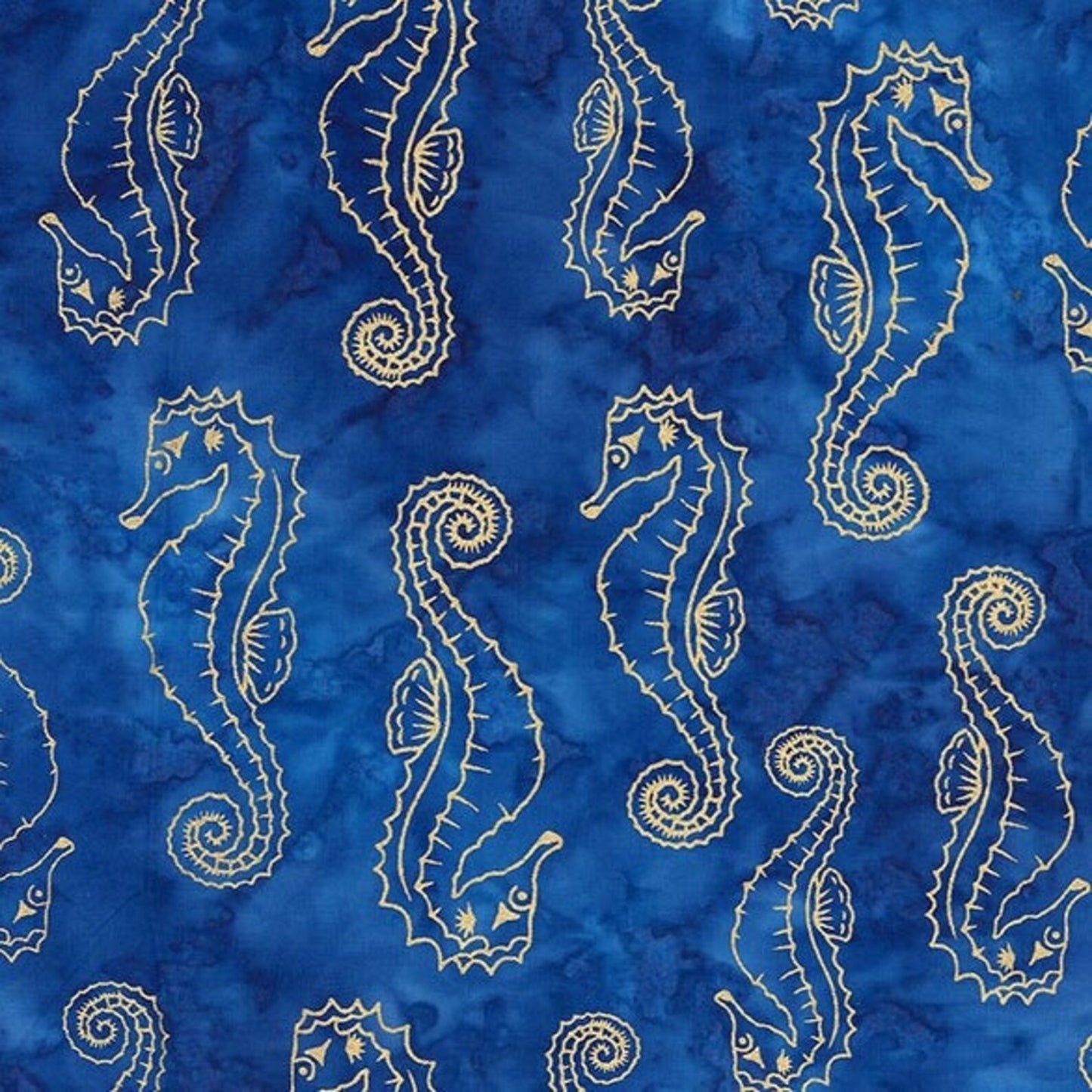 Sea Creature - Cobra - Seahorses Cobalt Batik by Michael Miller