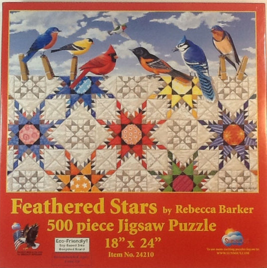 Puzzle - Feathered Stars 500 Piece Puzzle by Rebecca Barker