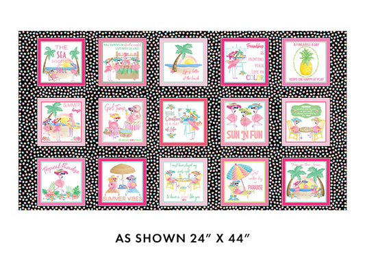 Flamingal Pals - Flamingo Boxes Black - By Benartex Designer Fabrics