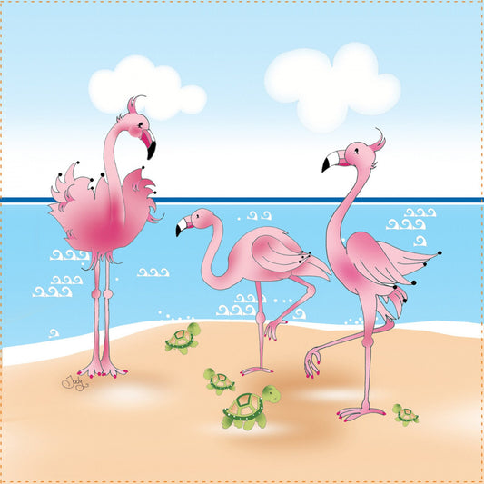 Fabric Art Panels 6" Flamingos