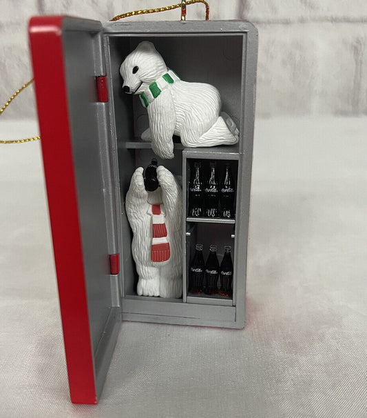 Coca Cola-Polar Bear Collection Ornament-Coke Machine, Bear Inside Drinking