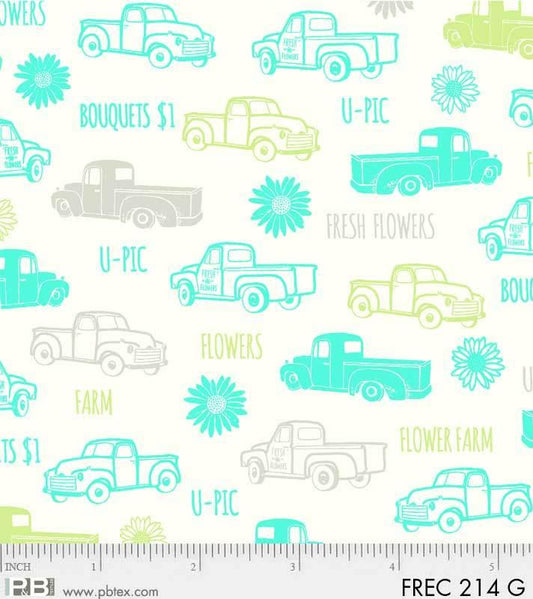 Fresh Country - Green Trucks by P & B Textiles