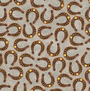 Horseshoes - Taupe Fabric by Oasis Fabrics