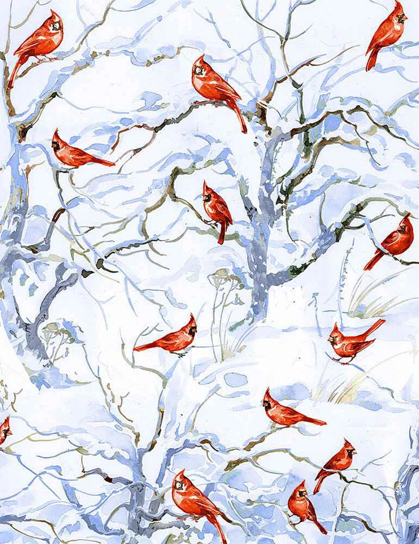 Winter White -C8666 - Cardinals by Timeless Treasures