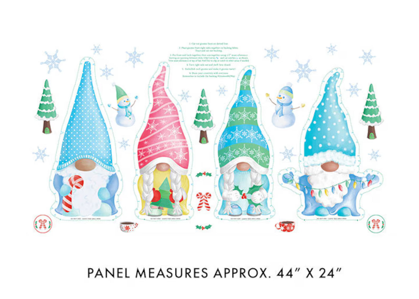 Gnome Wonderland Collection - Winter Gnome Doll 24 X WOF Panel by Andi Metz for Benartex (153)