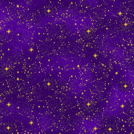 Cosmos Metallic Purple Celestial Stars  CM2546by Timeless Treasures