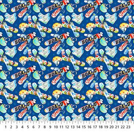 Winter Sports - Snowboard Equipment Dk Blue Multi by Northcott