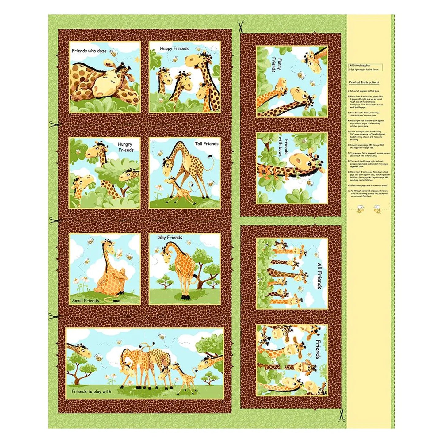 Zoe's the Giraffe Book Panel by Susybee for Clothworks (ZOEG)