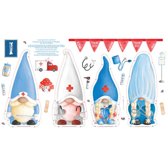 Caring Gnomes Collection -  Nurse Doll Panel 24" x WOF by Andi Metz For Kanvas Studio (154)