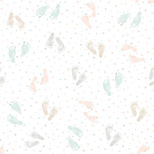 First Impressions Flannel - Footprints 6020 by P & B Textiles