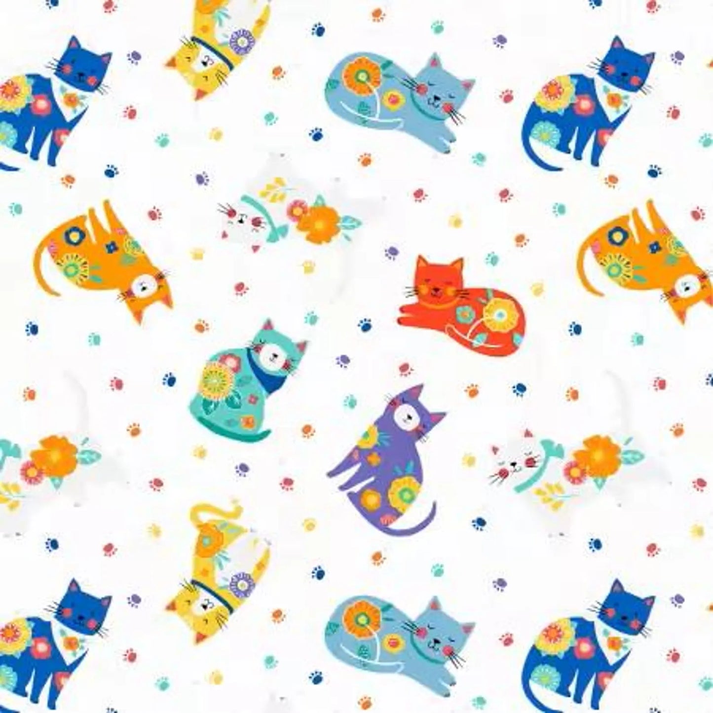 Fe-Line Frisky - White Cat Toss 68580-147 by Wilmington Prints