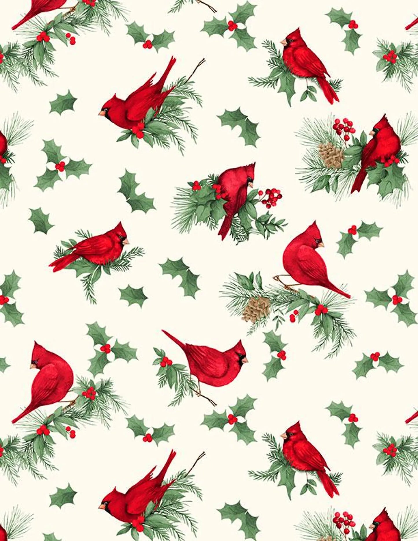 Cardinal Charm - Cardinals on Cream 39930-173 by Wilmington Prints
