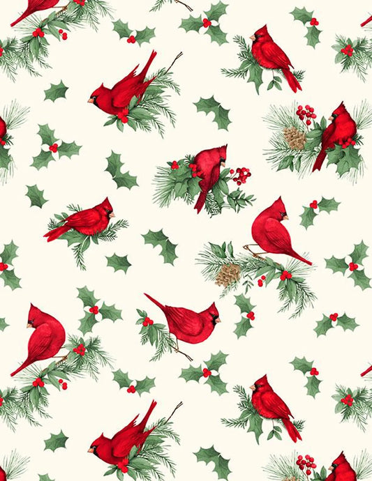 Cardinal Charm - Cardinals on Cream 39930-173 by Wilmington Prints