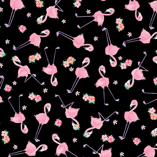 Flamingal Pals - Mini Flamingal Black - By Benartex Designer Fabrics