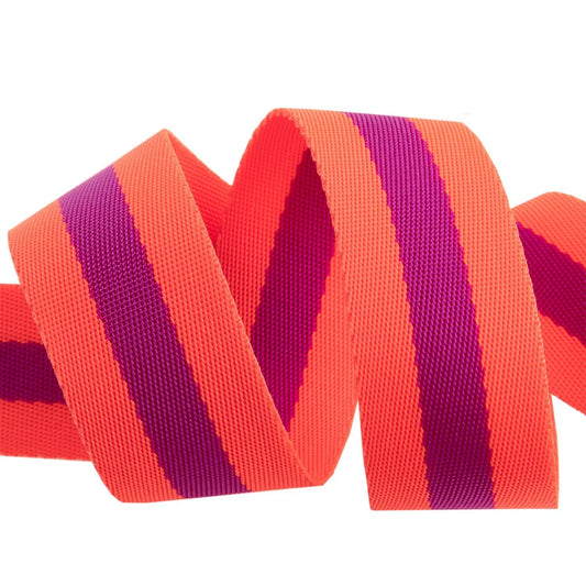 Tula Pink Webbing - Neon Orange/Purple by Renaissance Ribbons