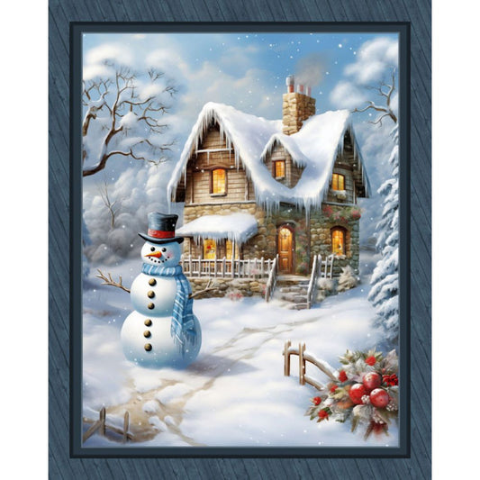 Snowman Cottage Digitally Printed Panel (127)