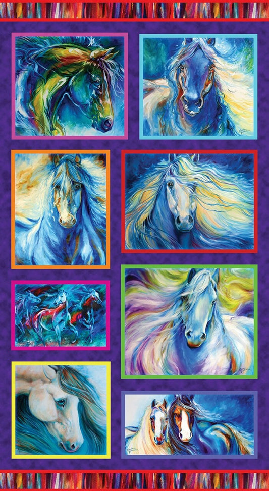 Painted Horses Panel by Marcia Baldwin for Benartex