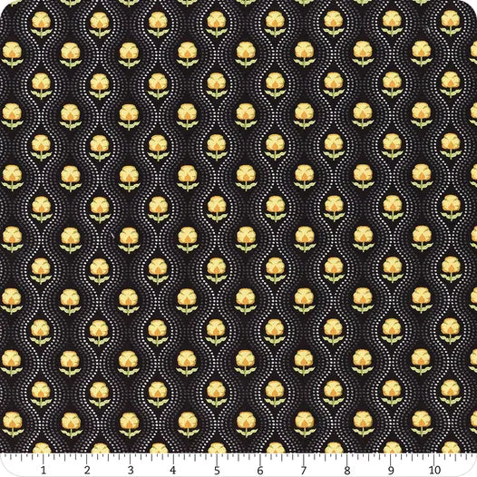 Patch of Sunshine - Black Floral and Dot - 40040 959 by Jennifer Ellory for Wilmington Prints