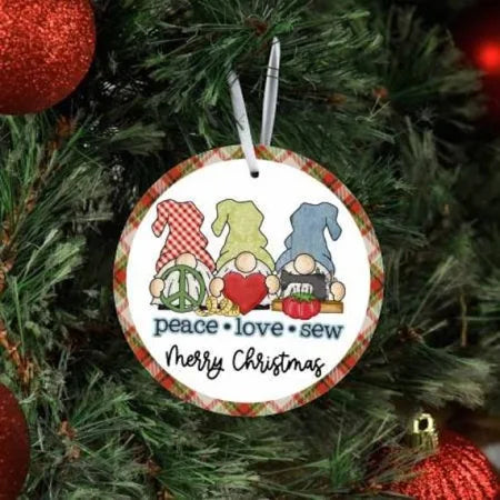 Ornament - Peace Love Sew - Merry Christmas