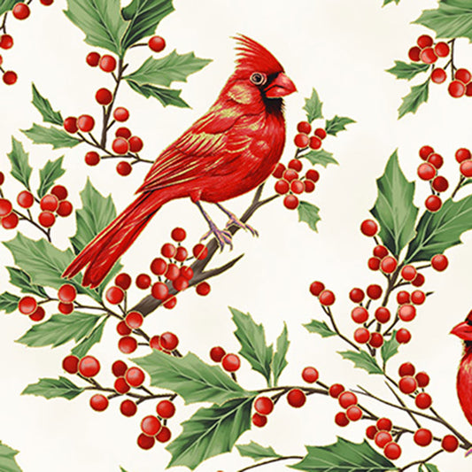 Christmas Wish - Cardinals Natural-Gold Y7819-20G by Hoffman Fabrics