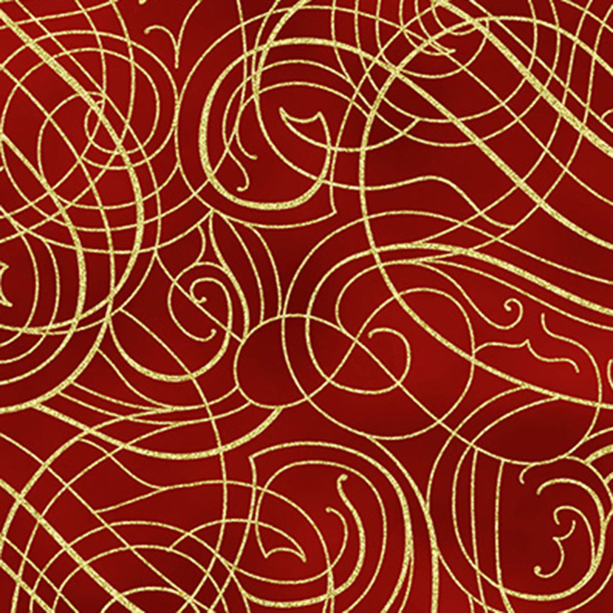 Christmas Wish - Swirls Scarlet/Gold Y7824-78G by Hoffman Fabrics
