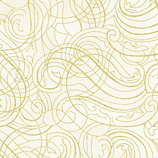 Christmas Wish - Swirls Natural-Gold Y7824-20G by Hoffman Fabrics