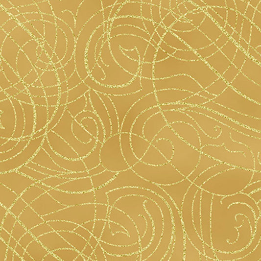 Christmas Wish - Swirls Gold/Gold Y7824-47G by Hoffman Fabrics