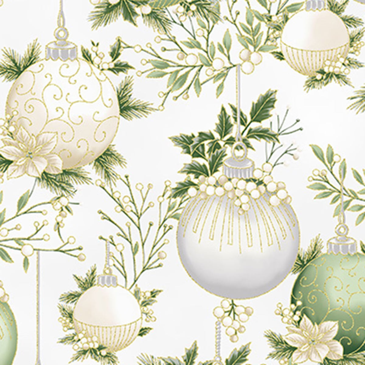 Christmas Wish - Ornaments Parchment-Gold Y7822-134G by Hoffman Fabrics