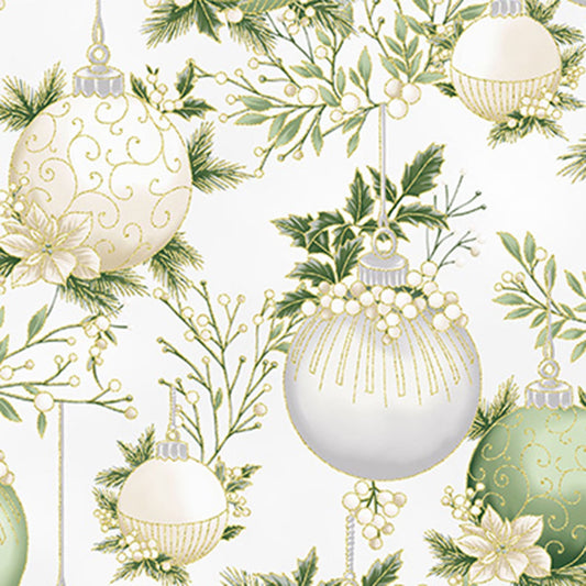 Christmas Wish - Ornaments Parchment-Gold Y7822-134G by Hoffman Fabrics