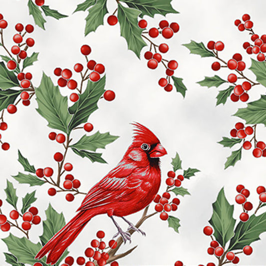 Christmas Wish - Cardinals Natural-Silver Y7819-597S by Hoffman Fabrics