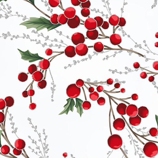Christmas Wish - Berry Spray White-Silver Y7821-597S by Hoffman Fabrics