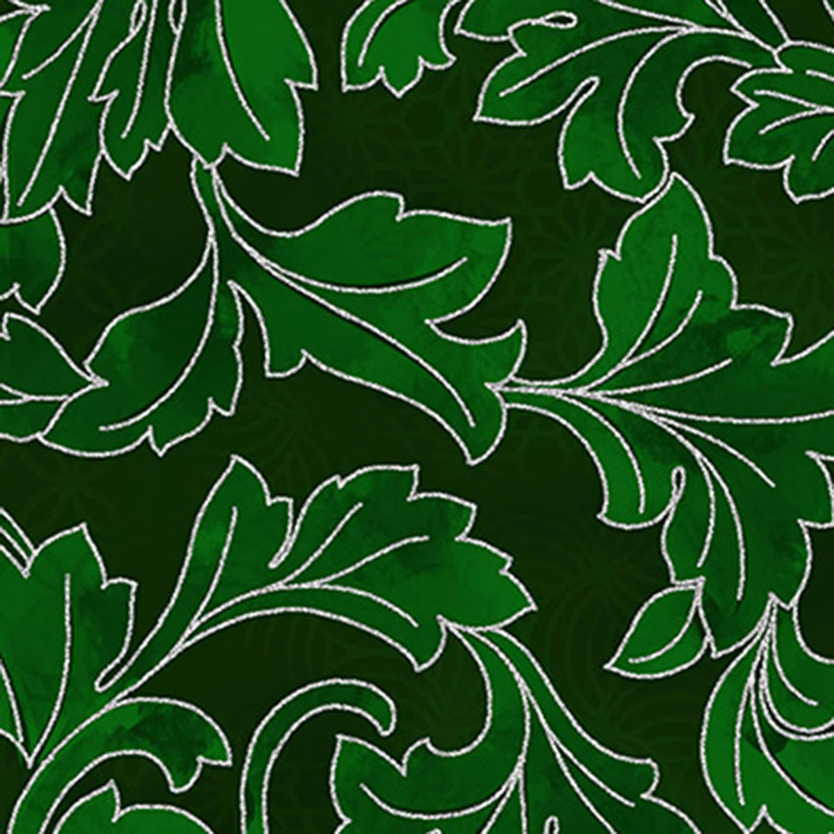 Christmas Wish - Leaves Pine-Silver Y7823-141S by Hoffman Fabrics