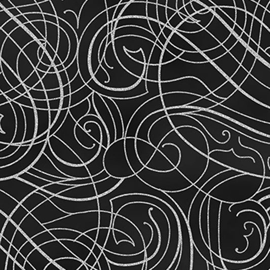 Christmas Wish - Swirls Onyx Silver Y7824-213S by Hoffman Fabrics