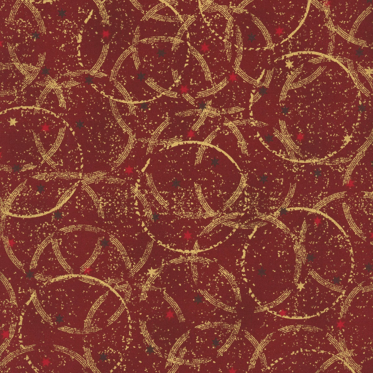 Snow Crystals - Red/Gold Circles and Small Stars 4593-400 by Stof Fabrics
